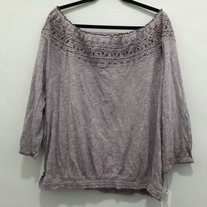 NWT Sonoma Women's Off-Shoulder Lace Top - Light Purple Size 2X